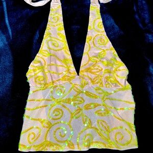 -Beaded Sequin Top-